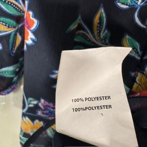 Ramy Brook Shirt Womens XS Navy Multicolor Floral Sheer Chiffon Ruffle Top - Picture 5 of 8